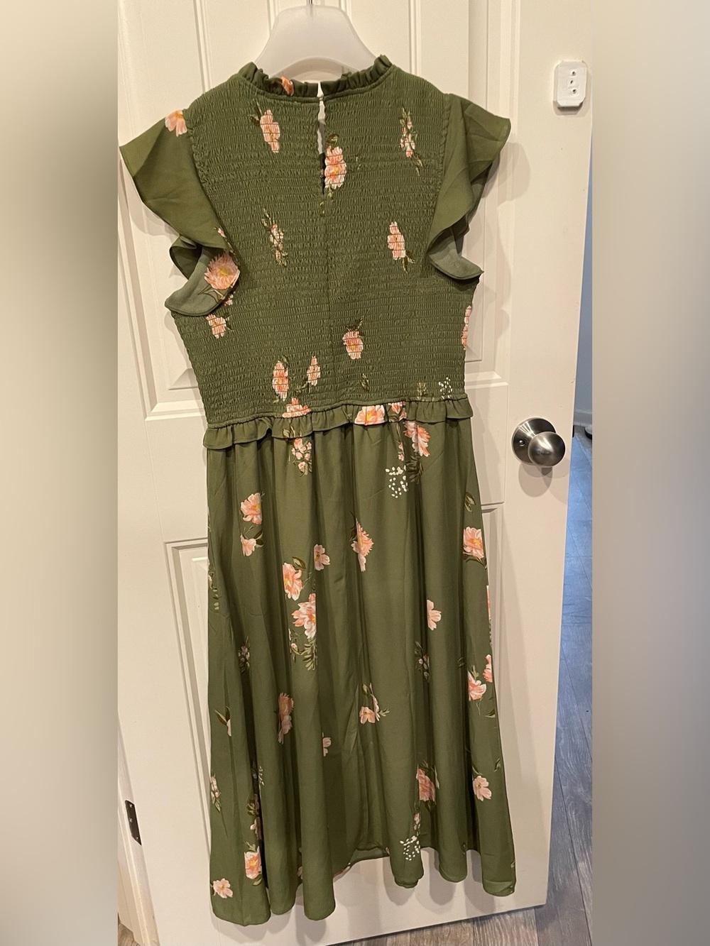 Sugarlips Olive Green Floral Maxi Dress with Pink Blooms - Picture 4 of 8